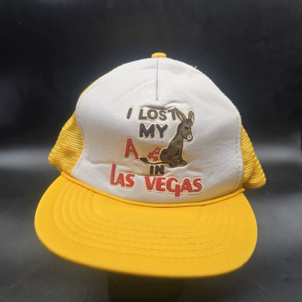 Vintage I Lost My Ass in LAS VEGAS Hat Snapback Trucker Mesh Cap Hat Souvenir